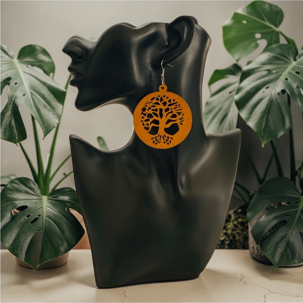 ✨NEW✨ Natural Wood Tree of Life Boho Wooden Lightweight Drop Earrings